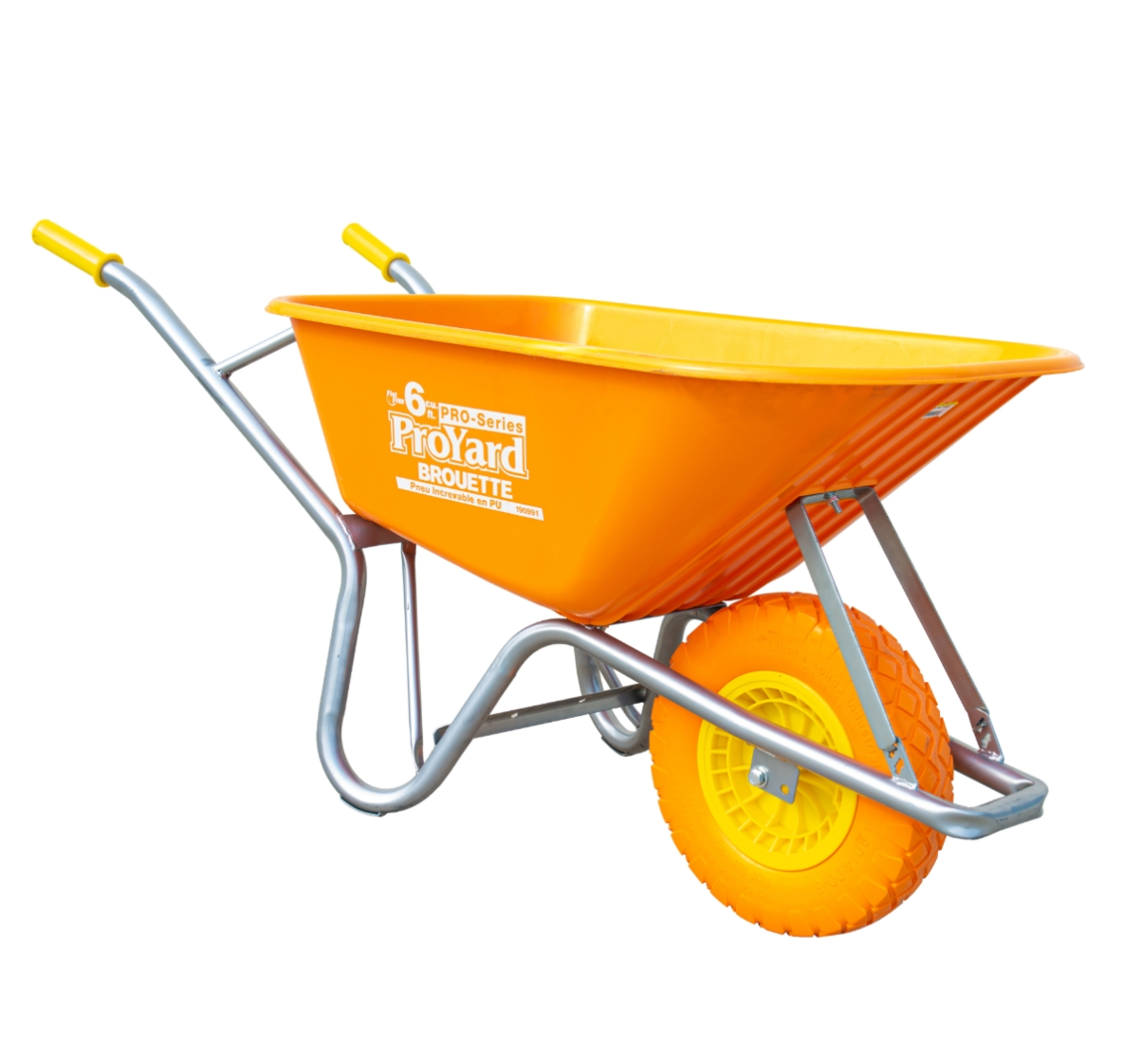Pro-Series Wheelbarrow 6 cu.ft Poly Tray Flat Free Tire Steel Handle