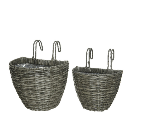 2Pc Camille Polyrattan Hanging Balcony Planter Set