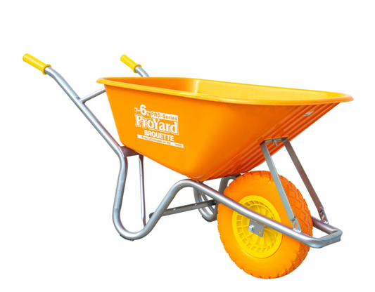 Pro-Series Wheelbarrow 6 cu.ft Poly Tray Flat Free Tire Steel Handle